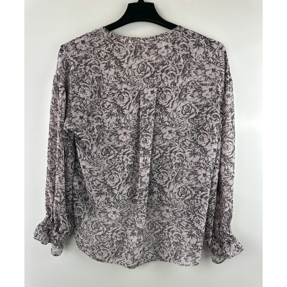 All Saints Penny Rosey Dusty Pink Boho Faux Wrap Long Sleeve Floral Blouse Med M - Picture 3 of 8